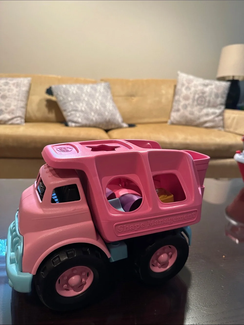 Pink Shape-Sorting Dump Truck Toy